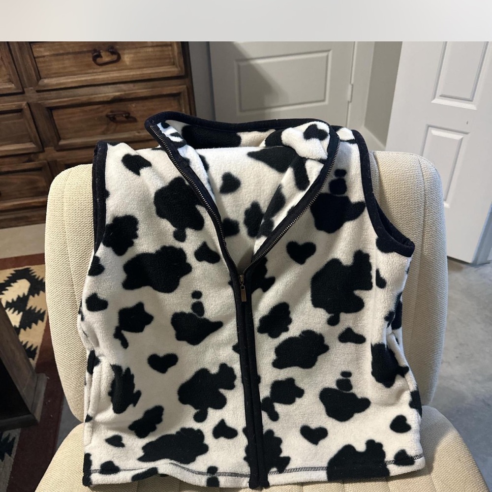 Source Unknown Black and White Cow Print Vest
